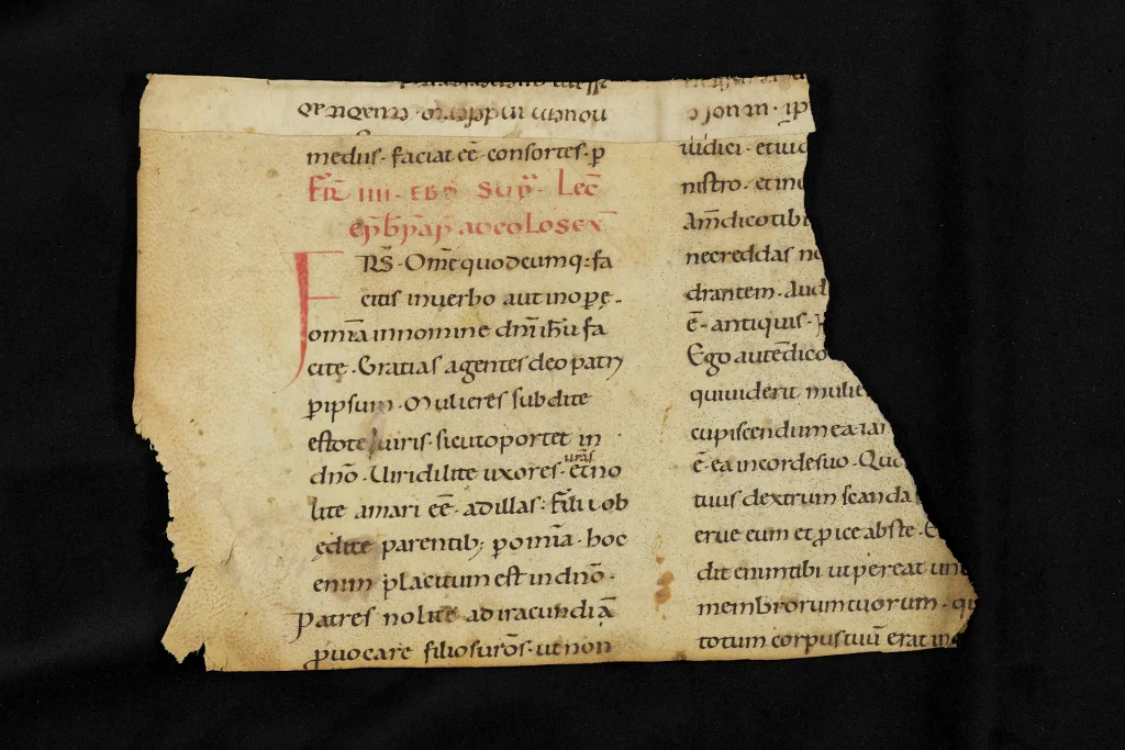 Frammento di libro su sfondo nero